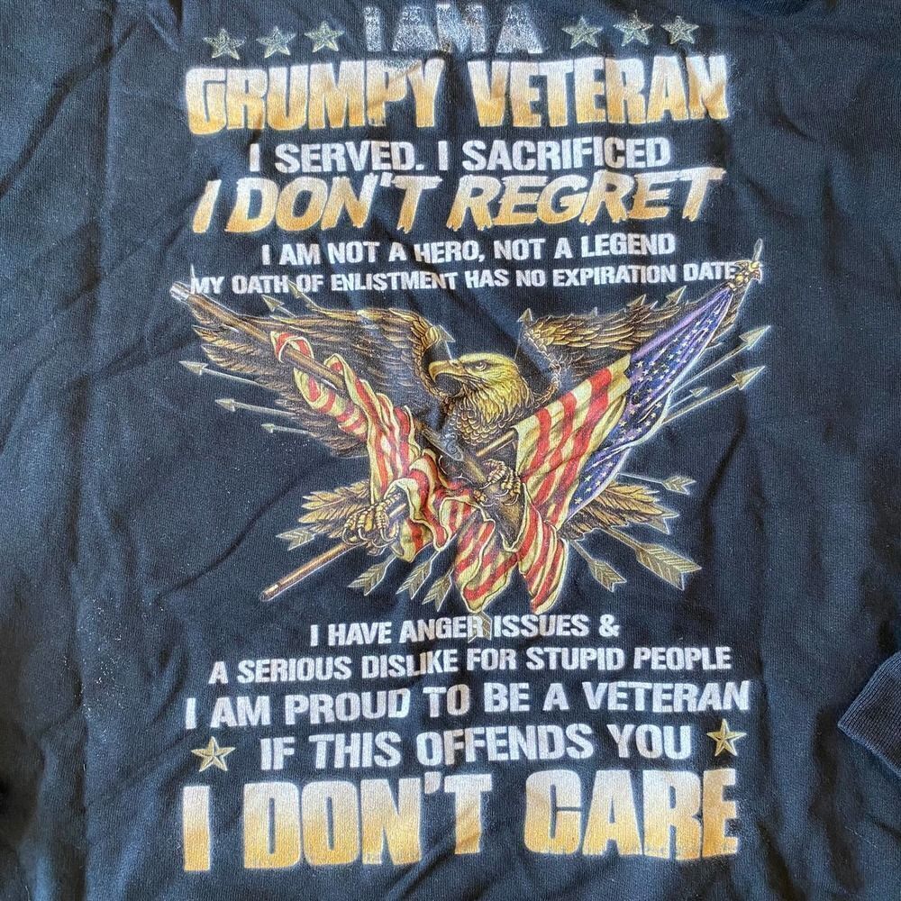 Grumpy Veteran I Don't Care Hoodie Black Large